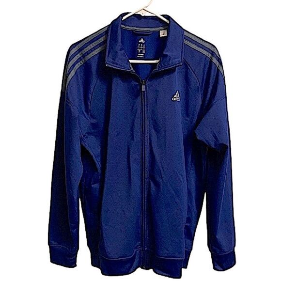 Adidas Track Jacket Mens Size Large Zip 3 Stripes On Shoulder Athleisure Classic - Picture 1 of 8